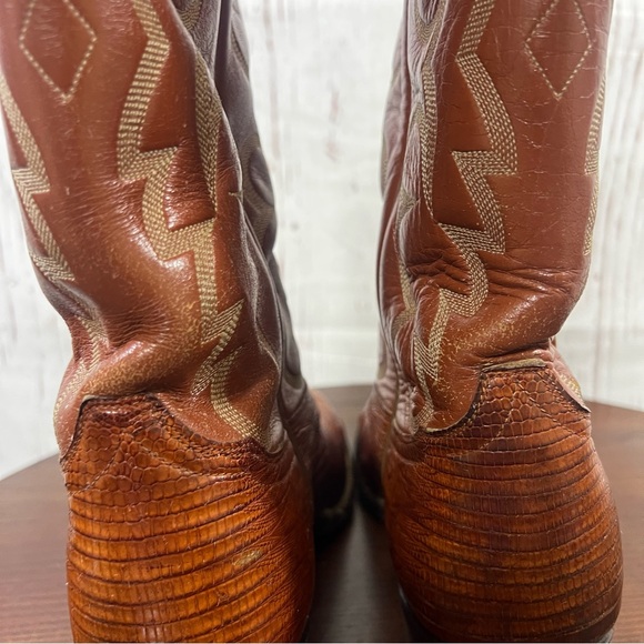 TONY LAMA EXOTIC Croc/Lizard vintage Men's Brown Western Leather Cowboy Boots 9D - Picture 11 of 17